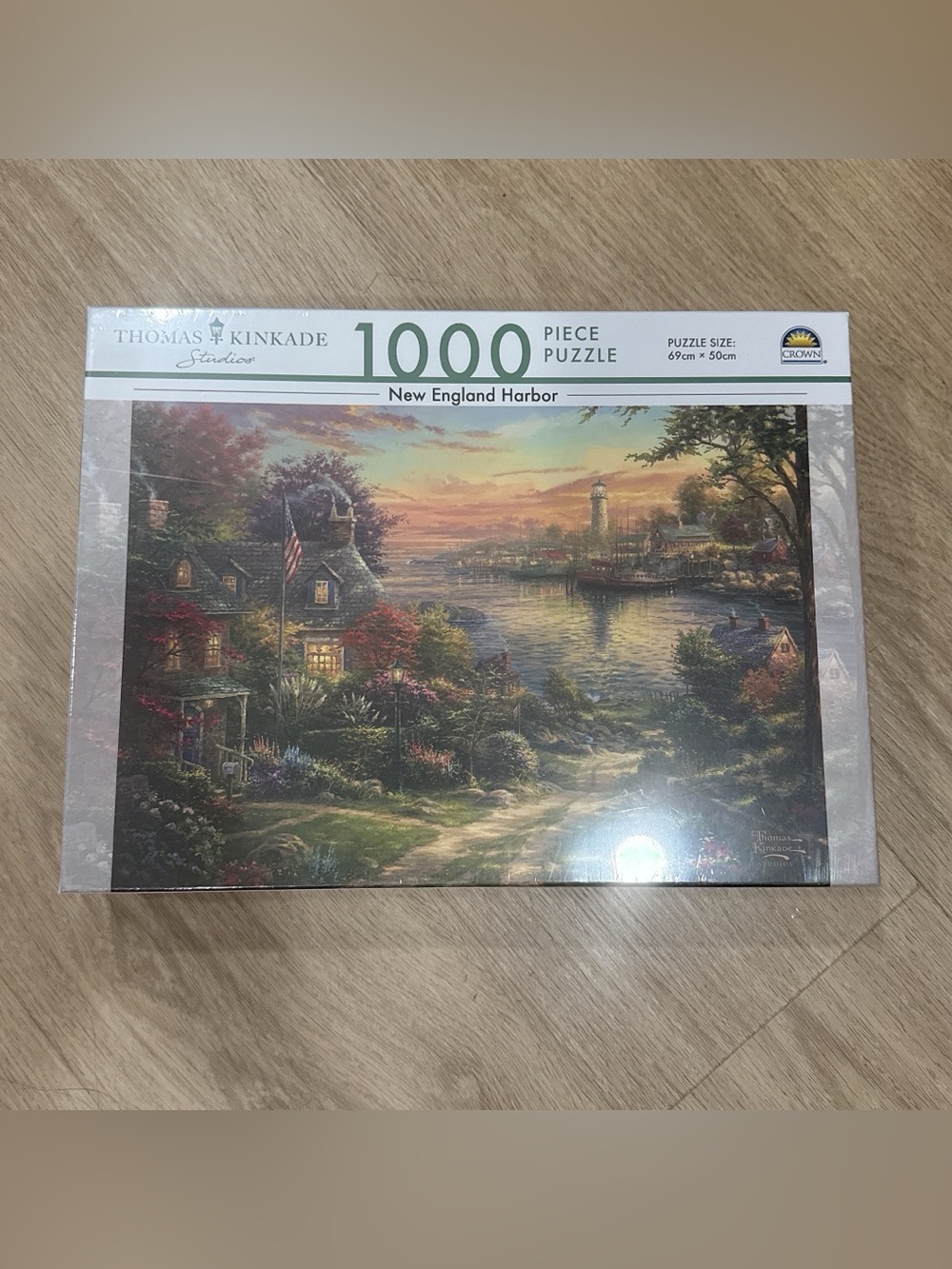 Thomas Kinkade New England Harbor Puzzle — Blue, Green, Red, Yellow